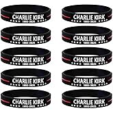 10 Pack Charlie Kirk 1993-2025 A True Patriot Assassination Shooting Hero Freedom Merch USA Rubber Bracelets Silicone Wristbands Bracelets for Men&Women