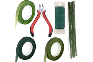 Supla Floral Arrangement Kit Floral Tools Wire Cutter Stem Wire Floral Wire 26 Gauge and 22 Gauge Wire Green Floral Tapes for Bouquet Stem Wrap Florist