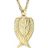 Angel Wing Cremation Necklace for Ashes Stainless Steel Urn Pendant Ashes Holder Memorial Jewelry-I’m Here WATCHING Over You
