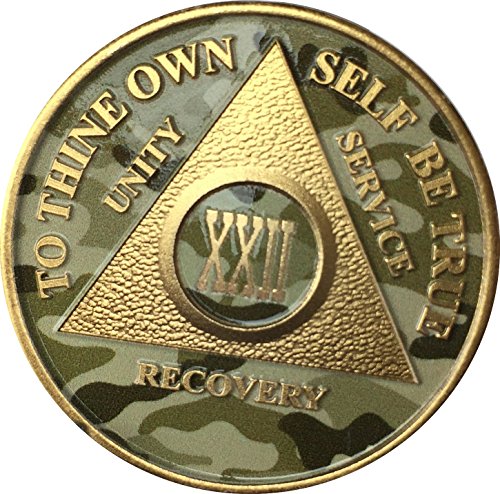 22 Year AA Medallion Camo Gold Plated Anniversary Chip Camouflage Color