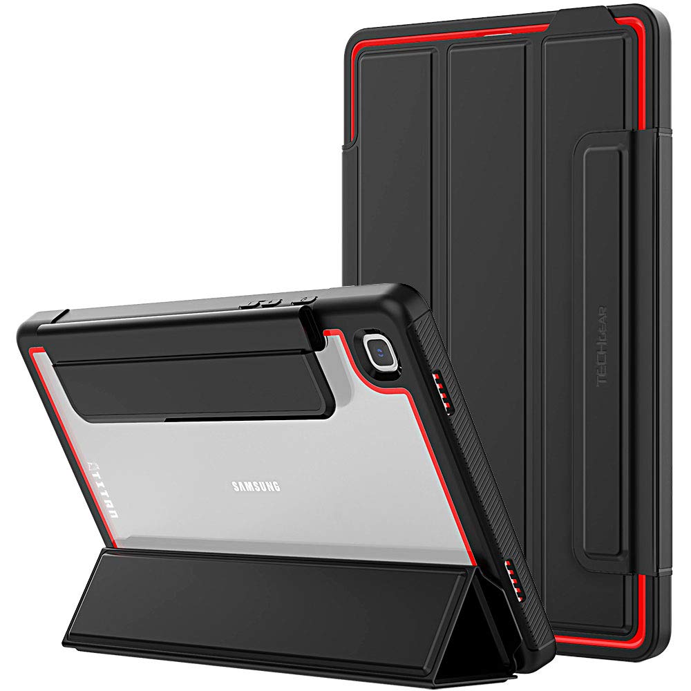 TECHGEAR Titan Case For Samsung Galaxy Tab A7 10.4" 2022/2020 (SM-T500 / T503 / T505 / T509) Slim Shockproof Tough Rugged Protective Armour Smart Stand Case, Kids Schools Workman Case [Red]
