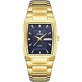 WWOOR Square Watches for Men Stainless Steel Mens Square Watch with Date Original Waterproof Analog Quartz Fashion Business Casual Wristwatch