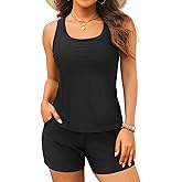 Talisea Tankini Bathing Suits with Shorts - Two Piece Swimsuit for Women with 2 Pockets Boy Shorts Modest Swimwear