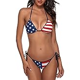 Camo American Flag Women Two Piece Swimsuit Sexy Swimwear Halter String Triangle Bikini Sets
