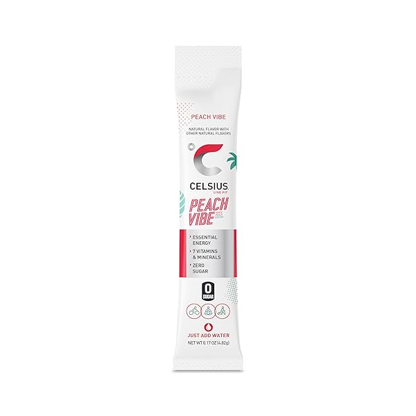 CELSIUS® ON-THE-GO POWDER STICKS PEACH VIBE, ESSENTIAL ENERGY 2.6 OZ (14 STICKS PER PACK)