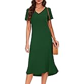 VOBCTY Women's Casual Short Sleeve Tshirt Dress Summer Side Split Loose V Neck Dresses