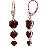 14k Rose Gold Chandelier Earrings with Heart-shaped Garnets