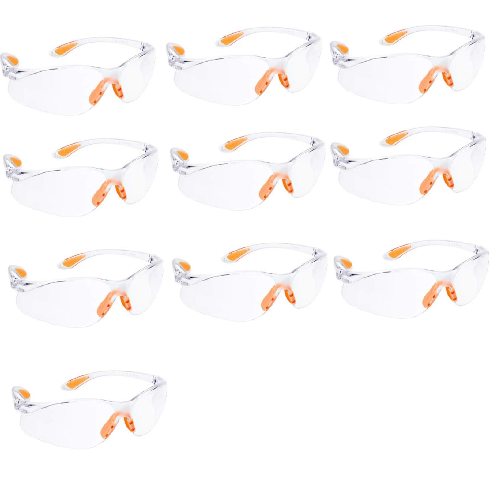 HONGCI 10 Pack Safety Glasses, Clear Goggles, Protection, Shatterproof, Anti-Fog Coating, Unisex, Age 8+