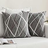 MIULEE Pack of 2 Decorative Throw Pillow Covers Woven Textured Chenille Cozy Modern Concise Soft Grey Square Cushion Shams for Bedroom Sofa Car 18 x 18 Inch