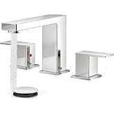 FORIOUS Widespread Chrome Bathroom Faucet 3 Holes, Chrome Faucet Commercial | All Required Install Parts Included, Separate Hot‑Cold Control, 95&deg; Spout Cuts Splash By 49%, Chrome Bathroom Sink Faucet 8"