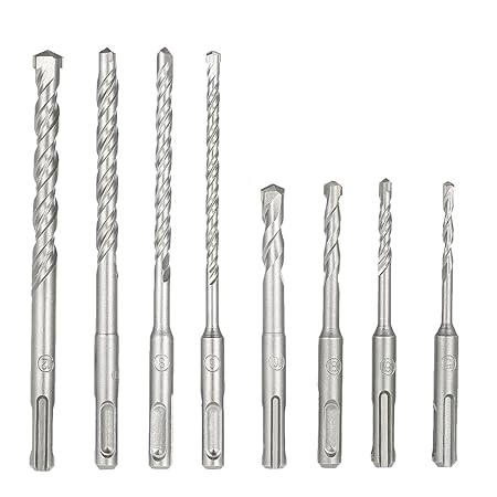 KKmoon 8pcs 2 Pits 2 Slots SDS Shank YG8 Carbide Masonry Drills Rotary Hammer Impact Drill Bits Set for Drilling Concrete Brick Tile 5mm-12mm
