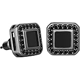 VEXXS Men’s Stud Earrings, S925 Sterling Silver Earrings, 18K Real Gold Plated Diamond Earring, Micro Pave 5A Cubic Zirconia Stones Men’s Black Earring