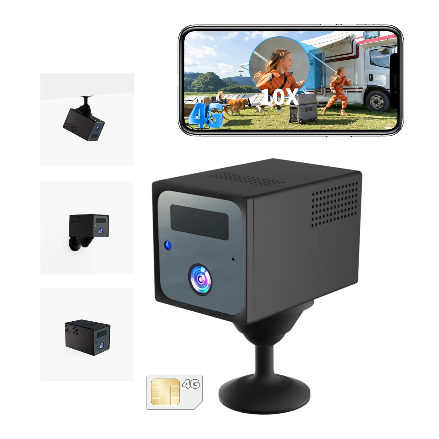 Photo 1 of 4MP 4G LTE Cellular Security Camera No WiFi with 4G SIM Card, 5200mAh Larger Battery Capacity, HD Portable No WiFi Security Camera, 160° Wide View, AI Motion Detection, Night Vision