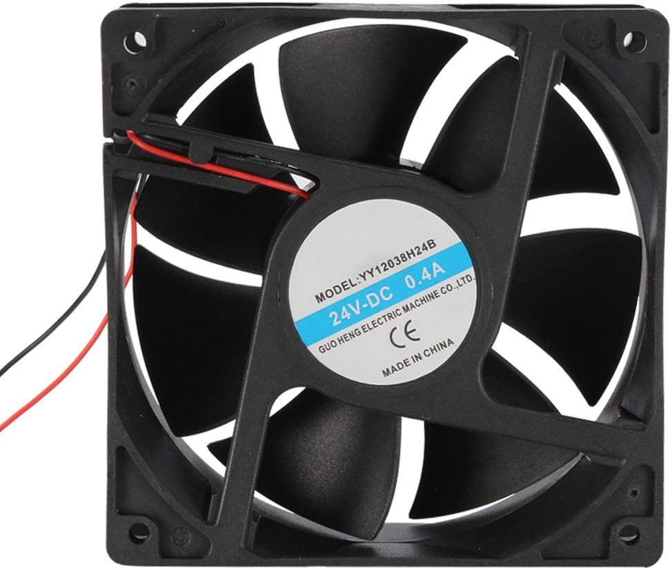 sourcing map 120mm X 120mm X 38mm 24V DC Rodamiento De Bolas De Doble Ventilador De Caja De Pc De Larga Vida Útil del Ventilador De Refrigeración