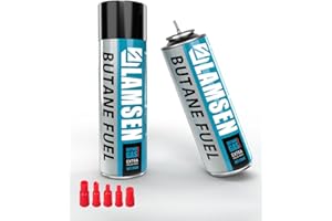 Lamsen Butane Refill - 115ml, Butane Fuel for Torch Lighter, Butane Canister for Torch Lighter, Butane Fuel Gas for Cooking, Camping and Welding,2 Can