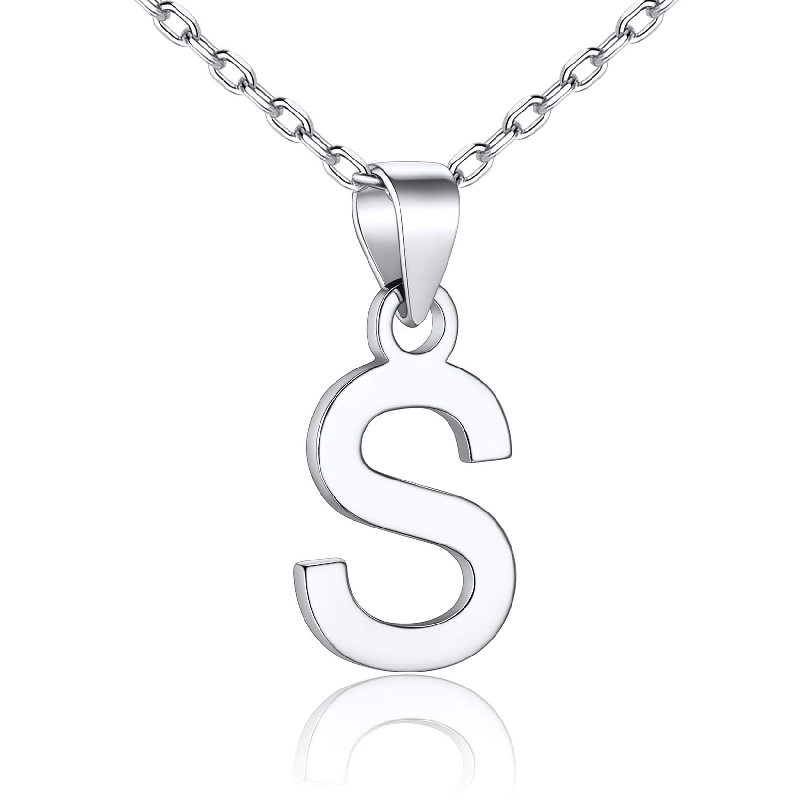 SILVERCUTE 925 Sterling Silver Necklace for Women Initial Pendant Adjustable 18+2 Inch Chain Personalized Letter S Necklaces Jewelry Gift for Friend Hypoallergenic Everyday Wear