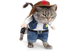 Mikayoo Pet Dog Cat Halloween Costumes,The Cowboy for Party Christmas Special Events Costume,West Cowboy Uniform with Hat,Funny Pet Cowboy Outfit Clothing for Dog cat(M) Blue