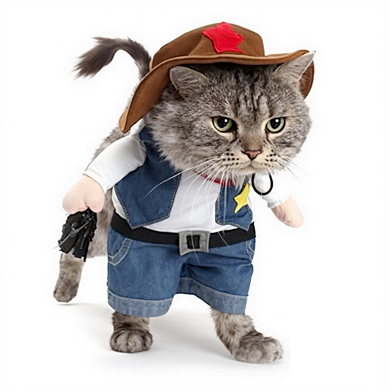 Mikayoo Pet Dog Cat Halloween Costumes,The Cowboy for Party Christmas Special Events Costume,West Cowboy Uniform with Hat,Funny Pet Cowboy Outfit Clothing for Dog cat(S)