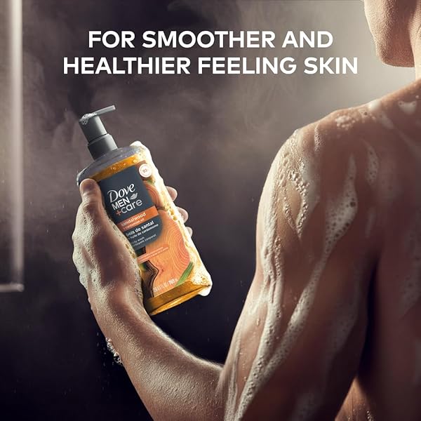 DOVE MEN MOISTURIZING BODY WASH | #1 DERMATOLOGIST BODY WASH FOR MEN, SULFATE FREE, PARABEN FREE, & DYE FREE | SANDALWOOD + CARDAMOM OIL, 26OZ