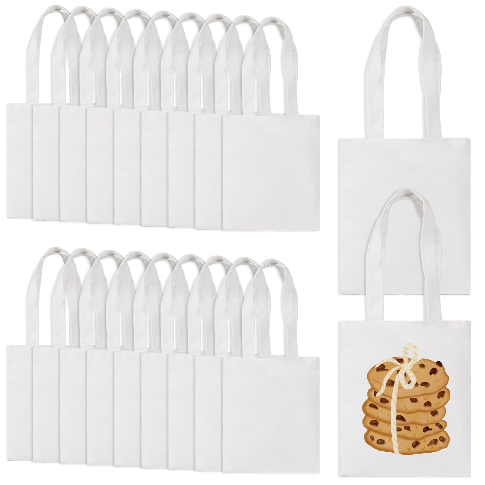 Photo 1 of Varku 20 Pcs Sublimation Tote Bags, Blank Reusable Canvas Carryalls, DIY Craft Blank Grocery Bags with Zipper & Inner Pocket, Ideal for Custom Projects, Events, Bulk Presents