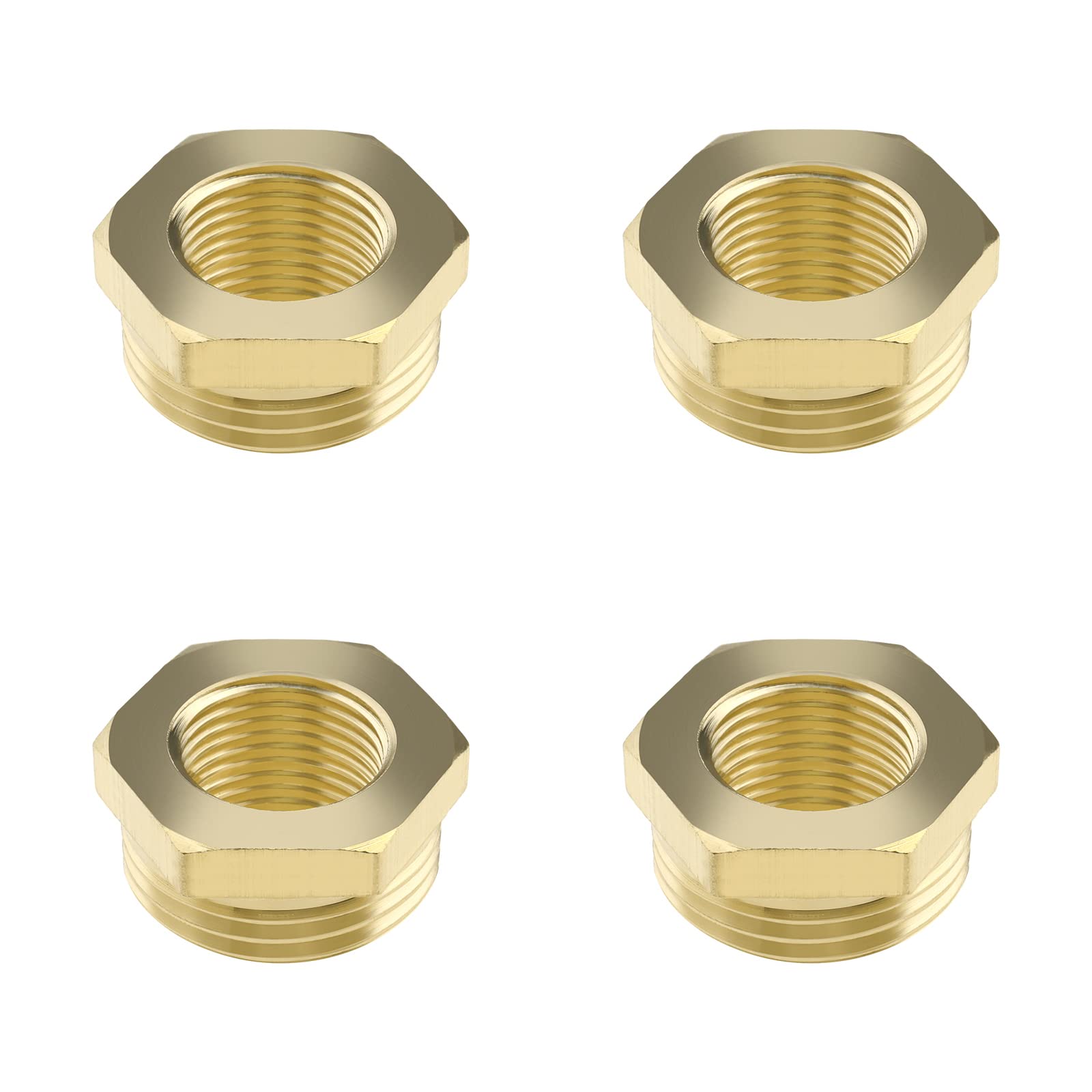 The Lord of the Tools 4PCS Bush Reducing Connector 1/2 Inch Male to 1/4 Inch Female Thread Pipe Fitting Adapter Hex Brass Converter for Garden Water Pipe