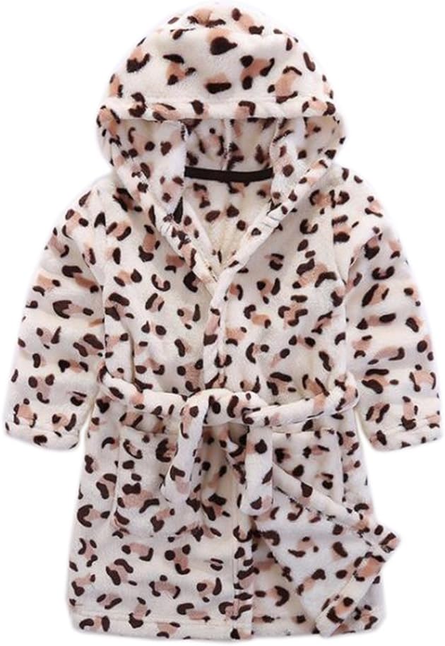 JIANLANPTT Cute Cartoon Boys Girls Hood Bathrobes Kids Flannel Sleepwear Robes