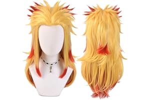 SUNXXCOS High Temperature Fiber Men and women For male Party Halloween Kimetsu no Yaiba short cosplay wigs synthetic (Rengoku Kyoujurou)