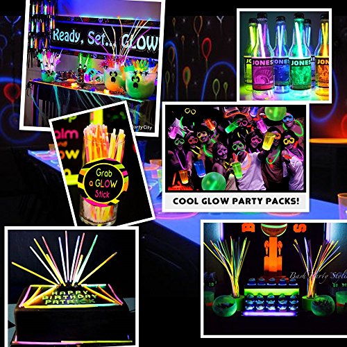 Glow Sticks,200 8" Glow Sticks 510PC Glow Party Supplies Favors Connectors for Glow Caps/Ear Rings/Finger Rings/Necklaces/Bracelets/Flowers/Balls with Glow Divergence Bars