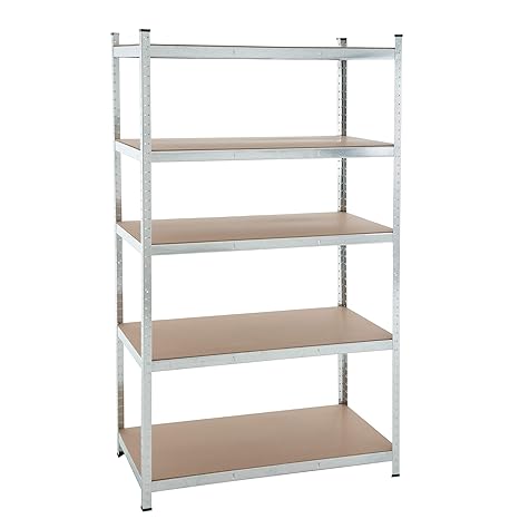 Steckregal verzinkt oder blau, 875 kg, Werkstattregal, Regal, Kellerregal, Schwerlastregal (Modell 10 / 200x120x60cm / verzin