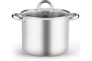 Cook N Home Stockpot with Lid, Basic Stainless Steel Soup Pot, 8-Quart