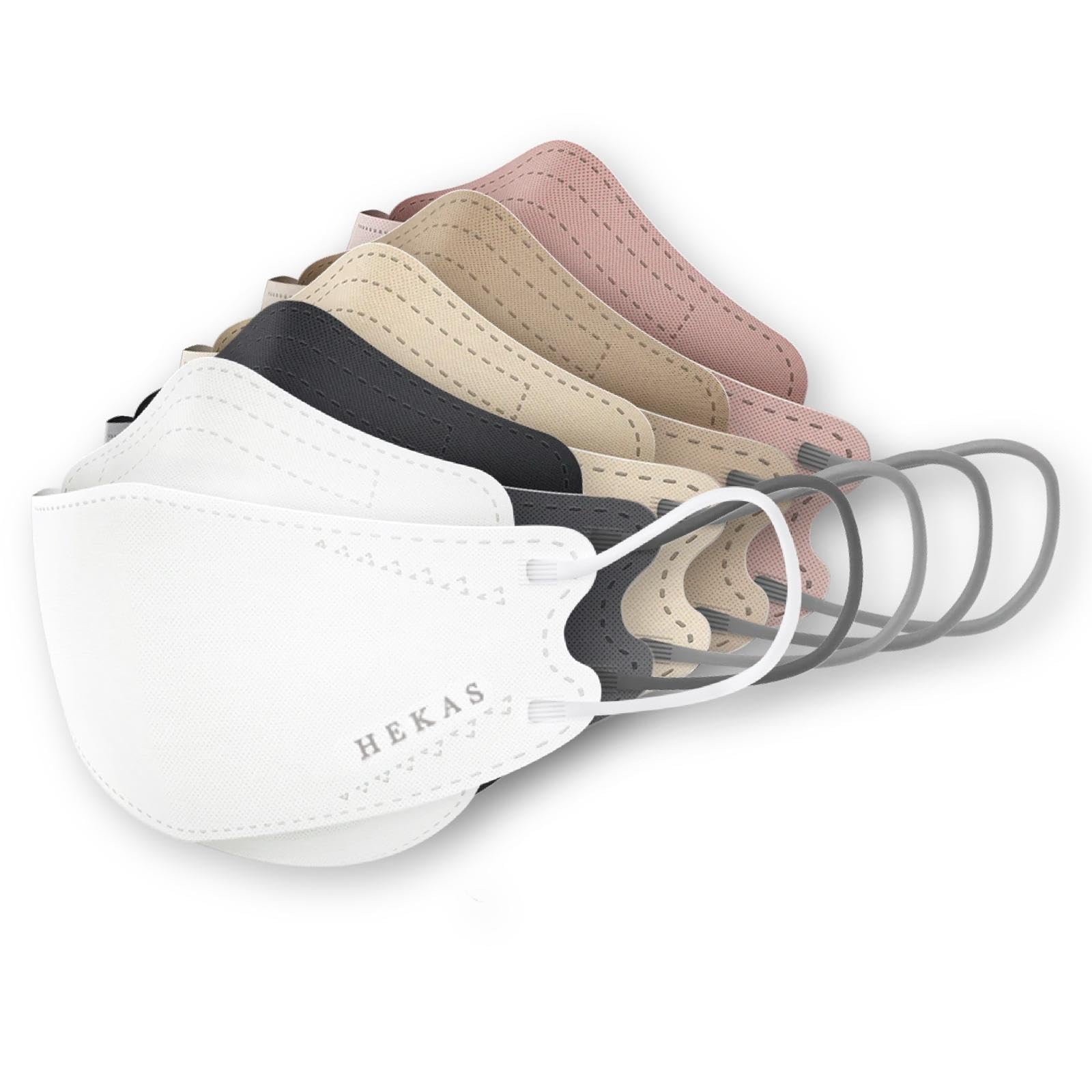 HEKAS® 5 Pack Face Masks for Men, Women, UK Certified FFP2, Face Mask to Protect - Dust & Bacteria, Cotton Face Masks for Winter, Cycling, Work, IIR Filter Efficiency ≥ 99%, Soft Earloops, Mix