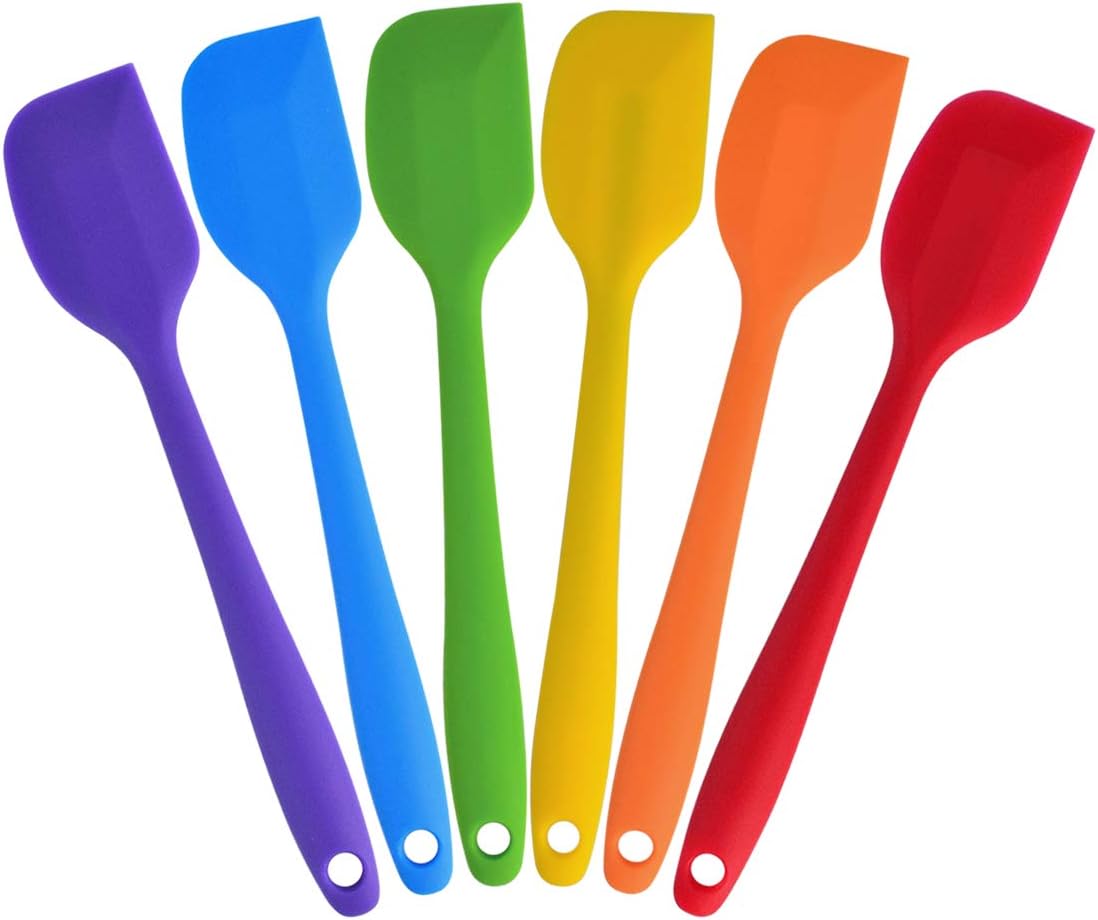 Silicone Spatulas, SUMERSHA 6pack 8.5" Heat-Resistant Spatulas Non-Stick Flexible Rubber Scrapers with Stainless Steel Core Bakeware Tool Kitchen Cook Essential Gadget