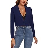 MINTLIMIT Women's Cropped Blazer Long Sleeve Notched Lapel Button Jackets Blazer Casual Work Office Cardigan Suit Jacket