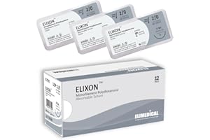 ELIMEDICAL ELIXON Veterinary Monofilament Polydioxanone Absorbable Sutures, Taper Point 1/2 Circle, 26mm, 2/0 PDO 30 inch (76 cm), 12 Individual Pack, SH, Violet, 317PDO