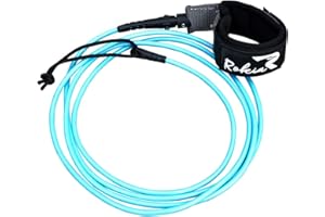Rokia R Surfboard Leash 6/7/8/9 Foot Surf Leash for Shortboard,Paddlefboard & Softboard 5.5mm Replacement Leash | Black and Blue