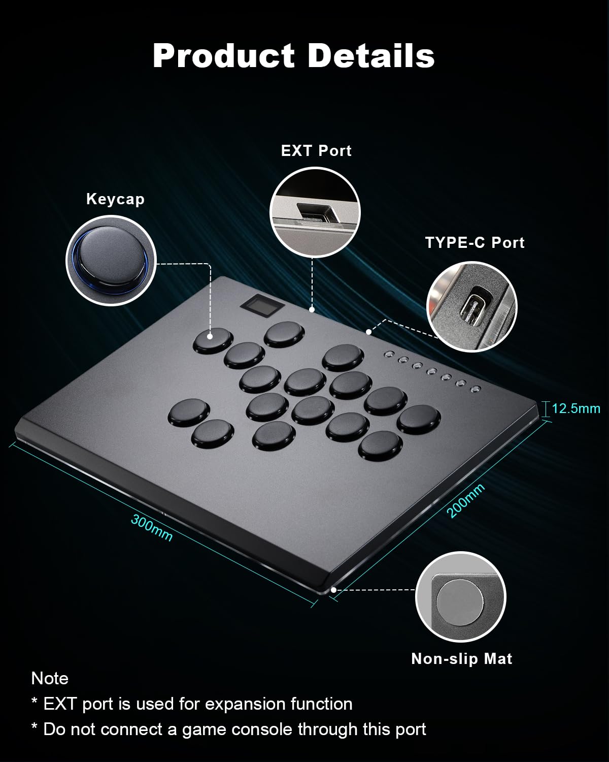 ONEED Haute42 Leverless Controller Arcade Stick: M16 Plus Black Aluminum Leverless Arcade Stick for PC/PS3/PS4/Switch Game,Crystal Low-Profile Switch Arcade Stick Support Hot Swap & SOCD