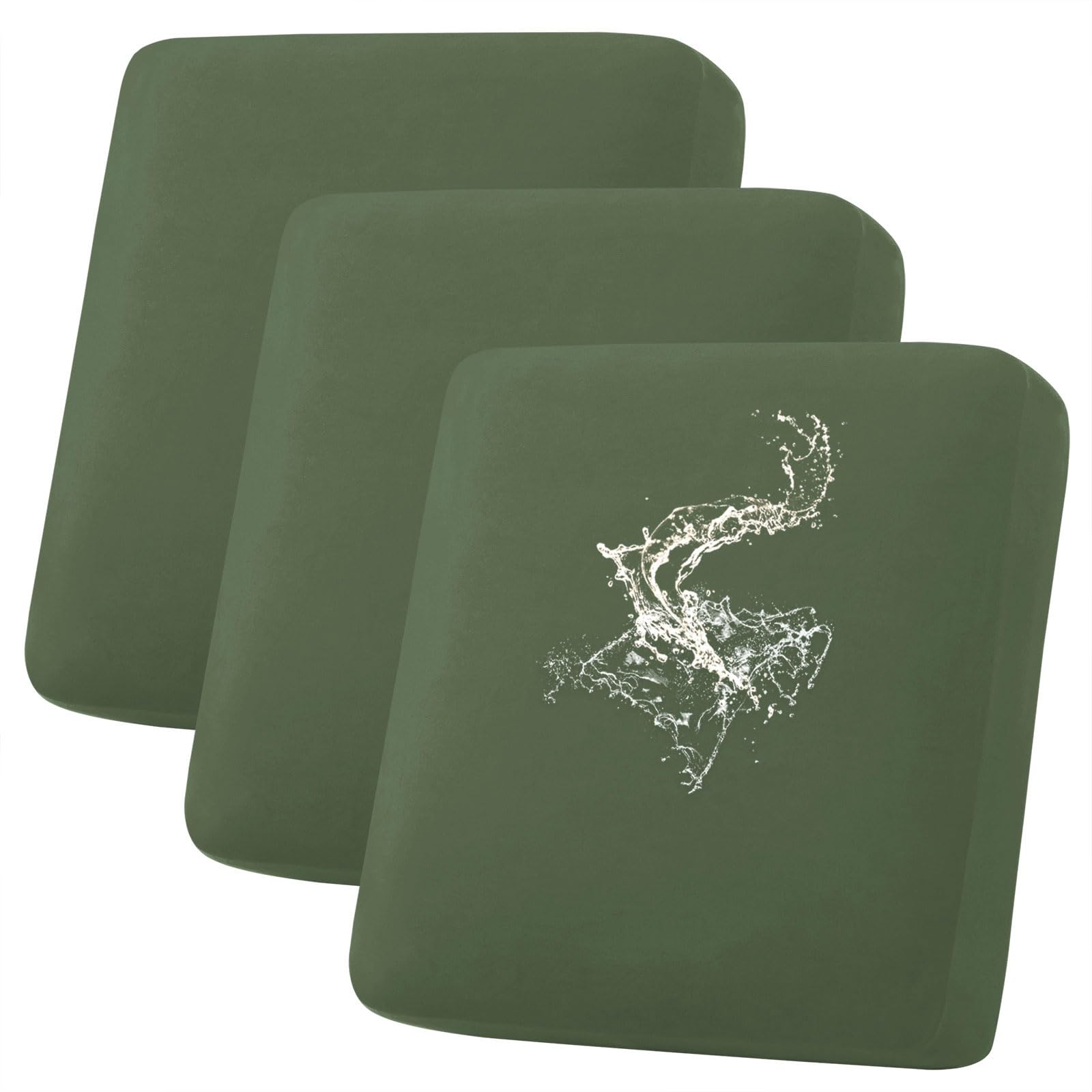 Photo 1 of hyha Waterproof Couch Cushion Covers, Stretch Sofa Couch Seat Slipcover for Dog Washable, Non-Slip Waterproof Outdoor Cushion Covers for Patio Furniture Replacement (3 Pieces, Bronze Green)