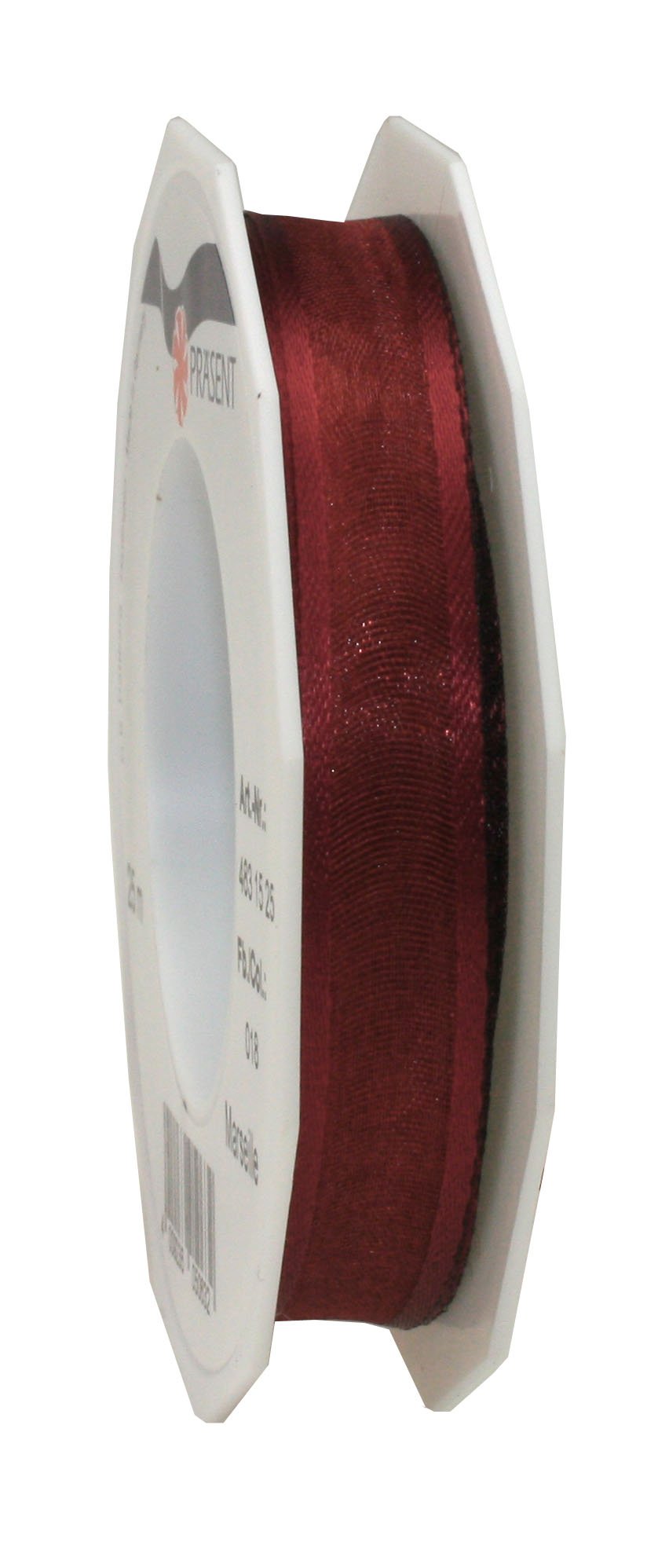 C.E. Pattberg Präsent - Marseille Wired Organza Ribbon Bordeaux 15 mm width, 25 m length — image 1