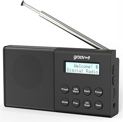groov e Geneva DAB FM Radio Bluetooth Alarm Clock 80 Presets Black