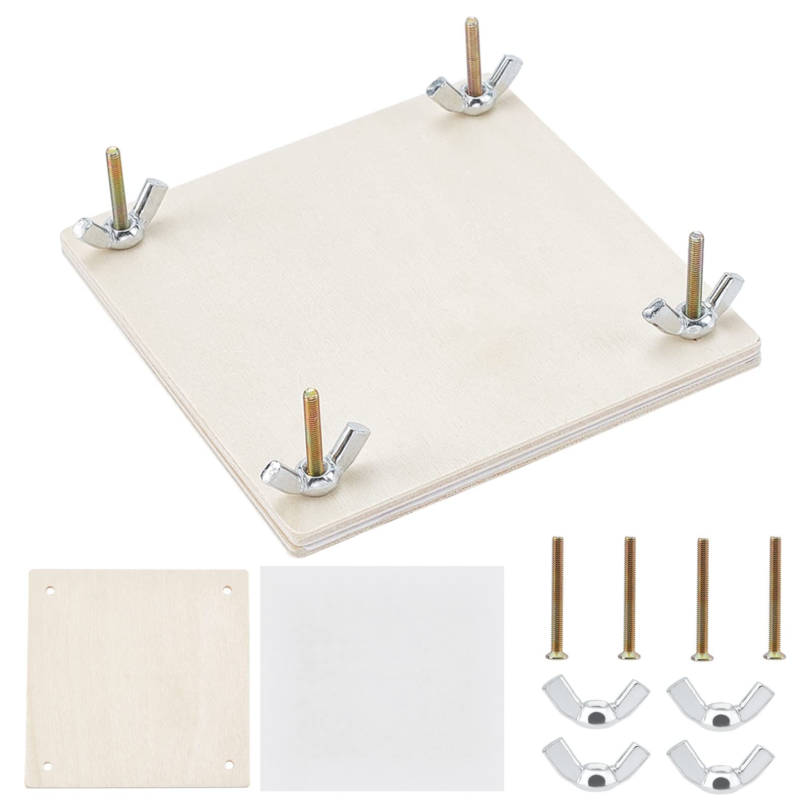 AHANDMAKER Wood Flower Press Kit, 4x4 inch Plant & Leaf Preservation Set for Making Specimen, Dry Fower Press Kit DIY Craft Educational Activity Creative Gift for Plant Lovers