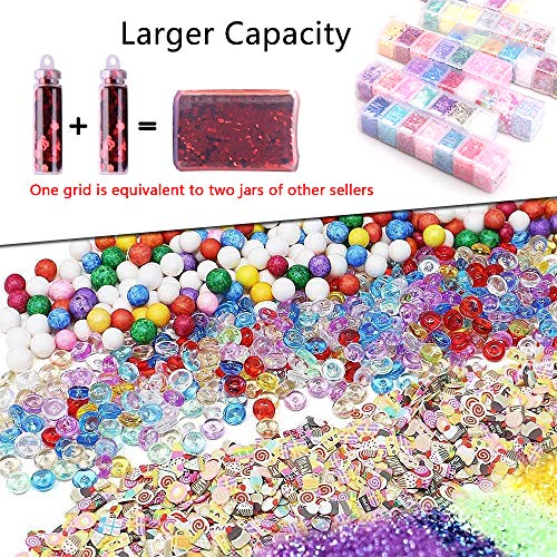 Slime Supplies Kit, 58 Pack Slime Beads Include Foam Balls, Fishbowl Beads, Glitter, Fruit Slices, Rainbow Pearls, Sugar Paper, Slime Tools for Making Art DIY Craft - Make Your Party Decoration (58) - Thumbnail 2