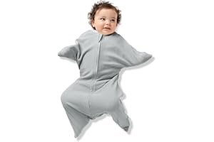 SleepingBaby Zipadee-Zip Transition Swaddle - Cozy Fleece Wearable Blanket with Two-Way Zipper for Baby Sleep - Heather Grey, Medium (6-12 Month)