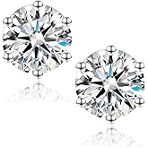 Moissanite Stud Earrings, C6P D Color Ideal Cut 925 Sterling Silver Earrings for Women with Certificate of Authenticity