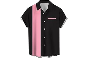 Liantty Bowling Shirt for Men Retro 1950s Button Down Short Sleeve Shirt Funny Party Beach Hawaiian Shirts