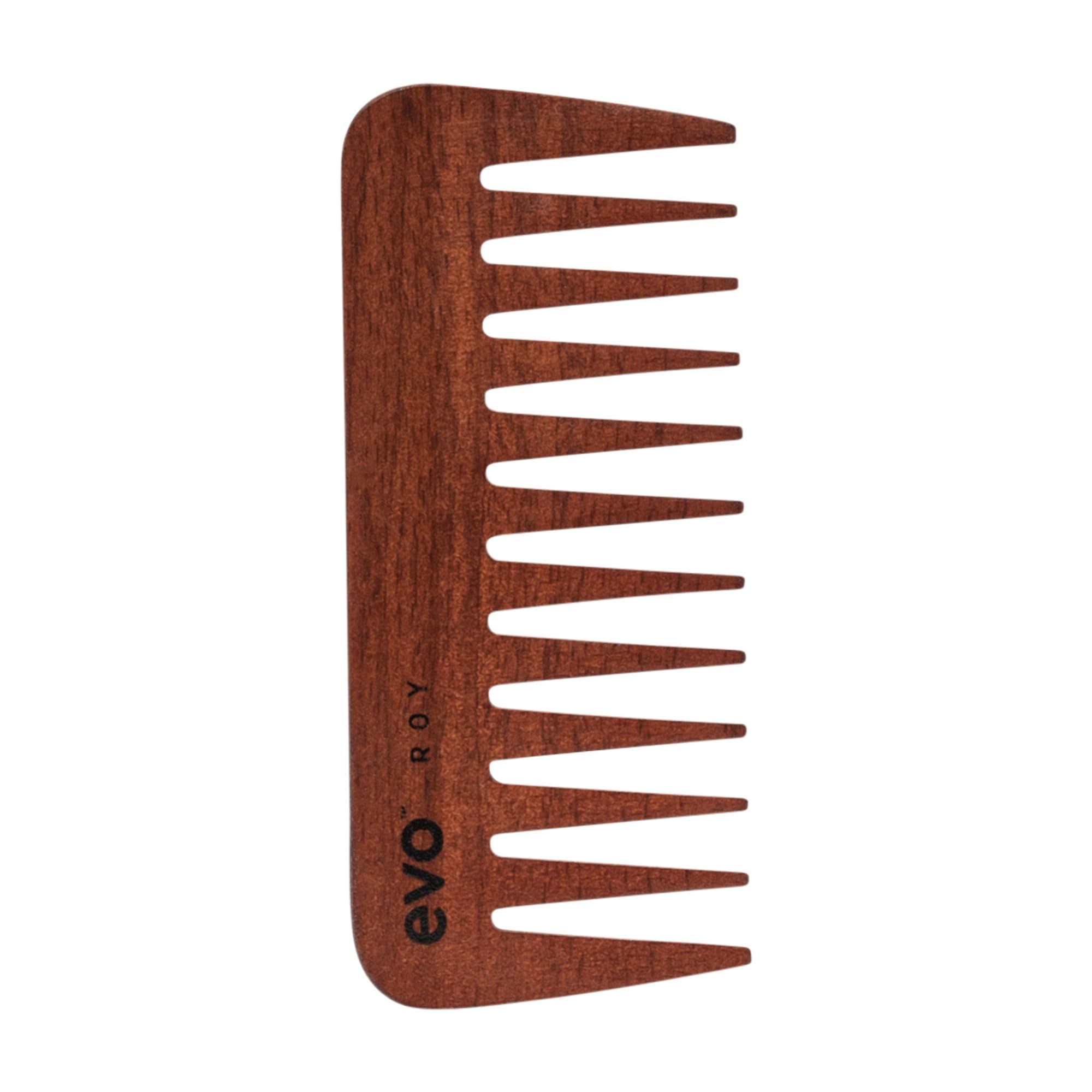 Evo Roy Wooden Detangling Comb for Curly & Thick Hair - Wide Tooth, Frizz Control & Anti-Static