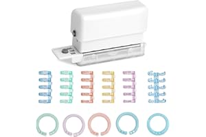 MAOMUN 71 PC Binding Machine Set Includes 1PC Mini 6-Hole Binder Punch with 20PC 5 Ring Loose Leaf Binder Rings 50PC Small Bi