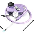 ROSLHG Portable Hookah Set With Modern Textured Base, 2 types of handles+ +travel cigarette holder+Remoted LED Light+ Charcoal Holder & Coal Cover Narguile Accessories