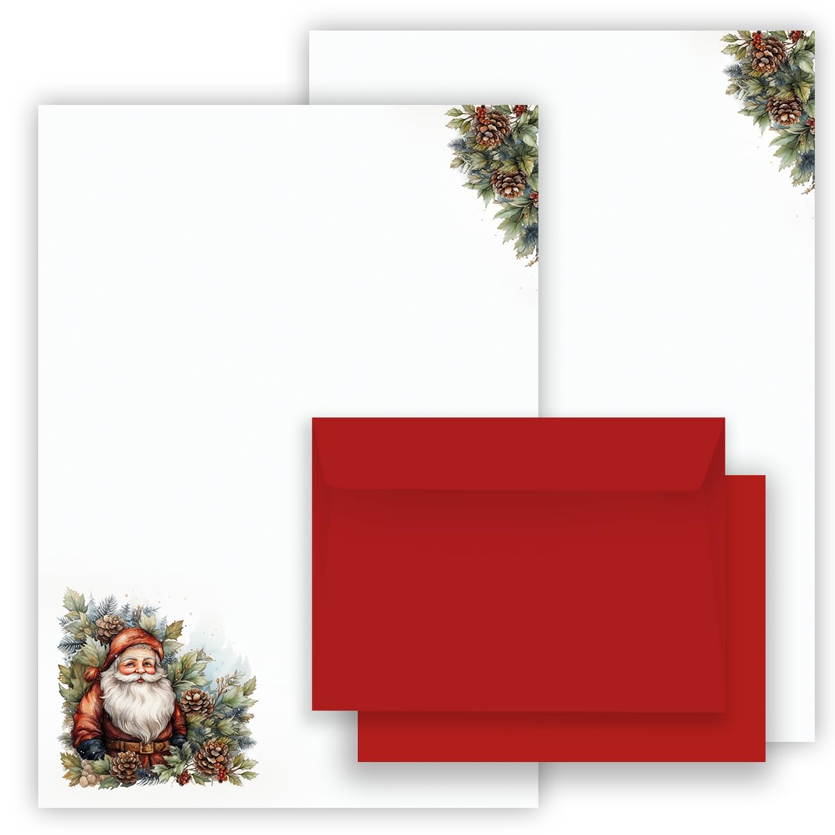 Christmas Letter Paper / Envelope Set with Santa Claus Printed 2 Sides A4 120 g/m² C6 80 g/m² from 10 to 100 Sheets with Envelopes Envelope (50 Writing Paper with 25 Envelopes)