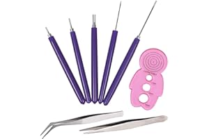 Paper Quilling Tool Set, Woohome Multifunction 5 PCS Slotted Tools Quilling Tools Kit, 1 PCS Tweezers and 1 PCS Quilling Curling Coach for Beginner