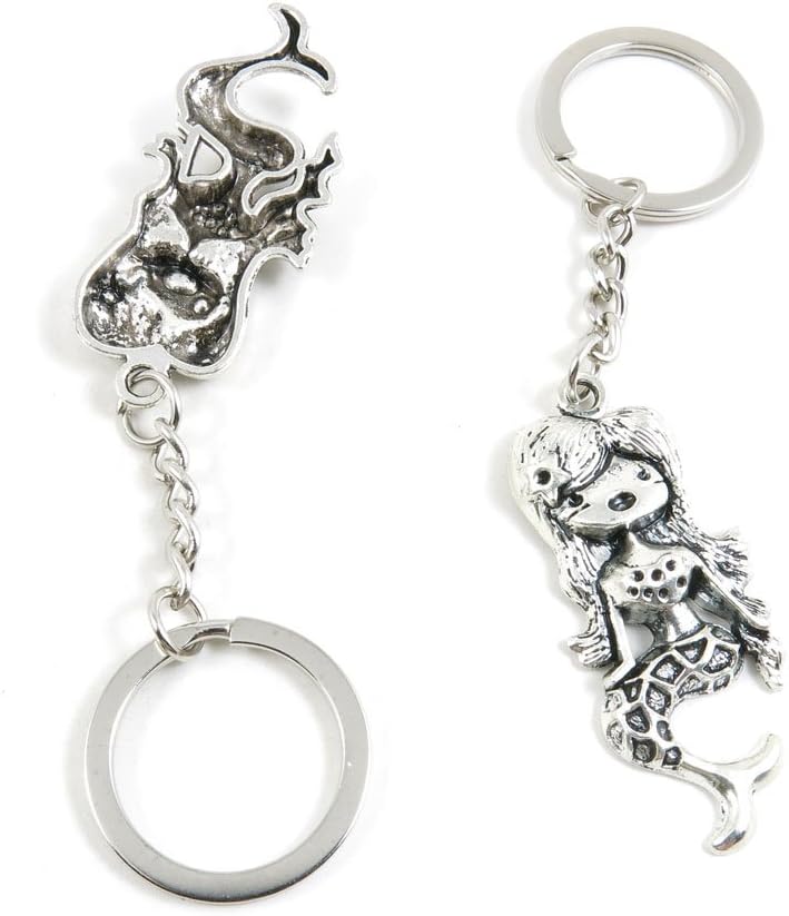 50 Pieces Keychain Keyring Door Car Key Chain Ring Tag Charms Bulk Supply Jewelry Making Clasp Findings D0AX3T Mermaid